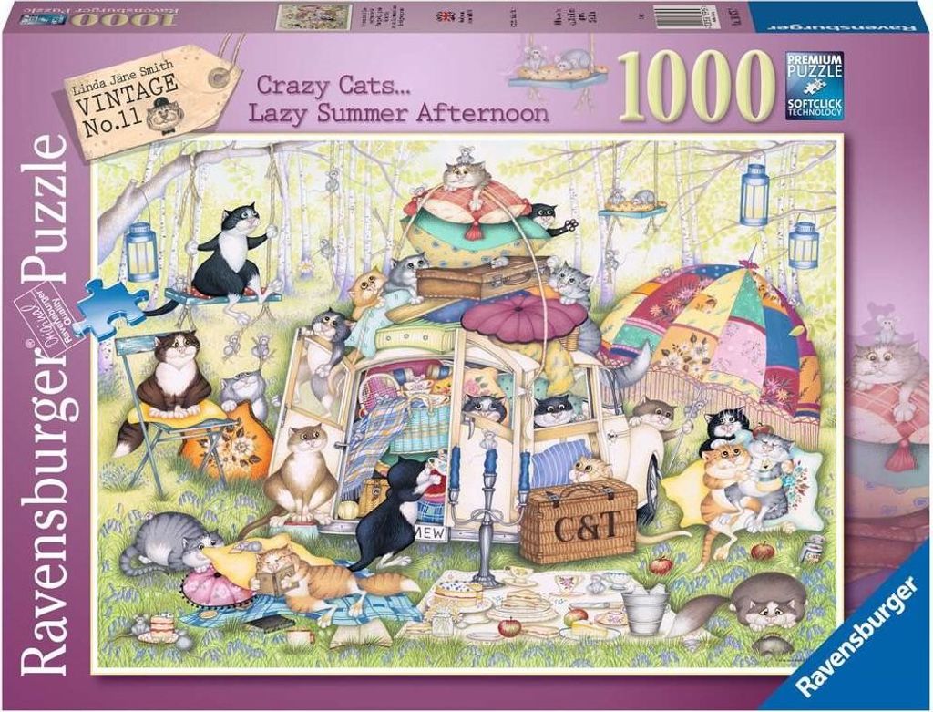 RAVENSBURGER Puzzle Crazy Cats: Líné letní odpoledne 1000 Produktbild 