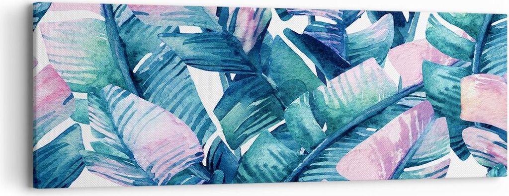 Bild auf Leinwand - Leinwandbild - Blatt Pflanze Blume - 90x30cm - Wand Bild - Wanddeko - Wandbilder - Leinwanddruck - Bilder - Kunstdruck - Wandde...