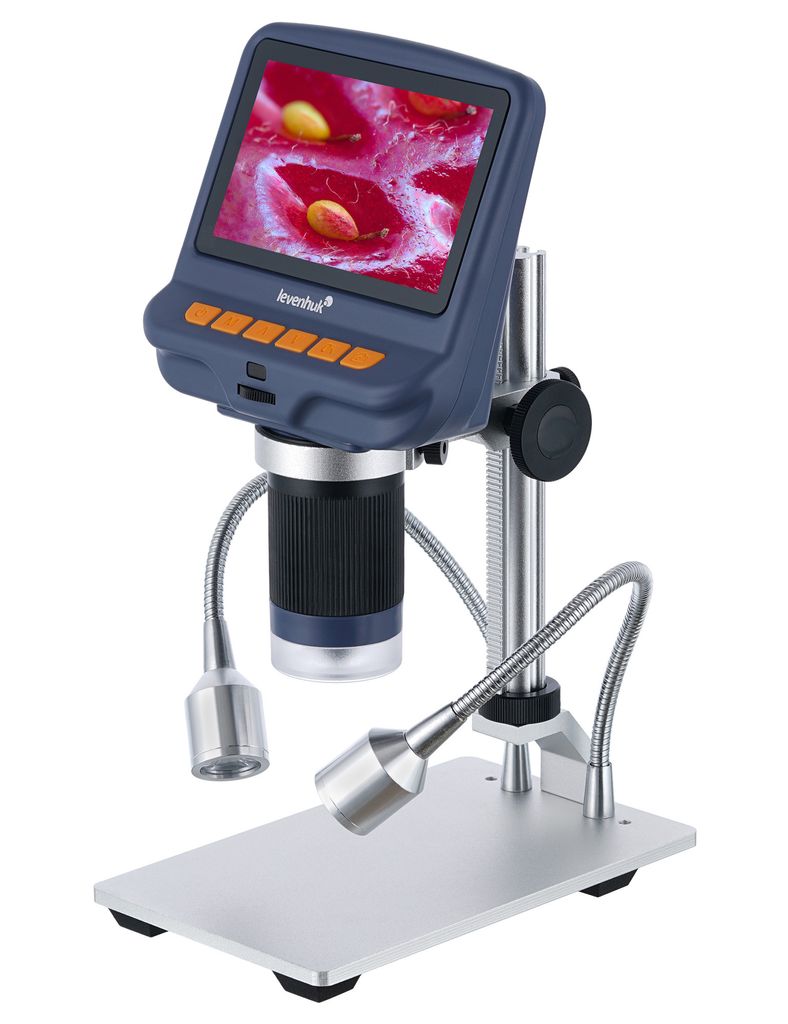 Levenhuk DTX RC1, Digitales Mikroskop, Blau, Grau, Metall, LCD, 10,9 cm (4.3"), MicroSD (TransFlash)