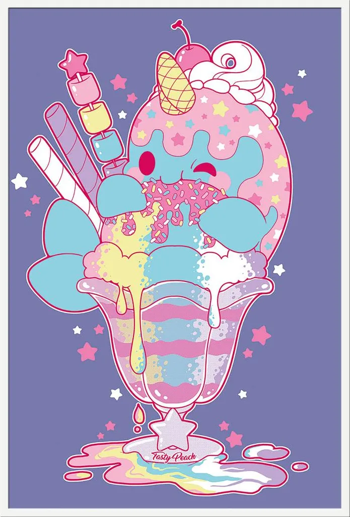 Poster Encadré Nomwhal Tasty Peach avec Cadre Photo Blanc Shinsuke Maxi