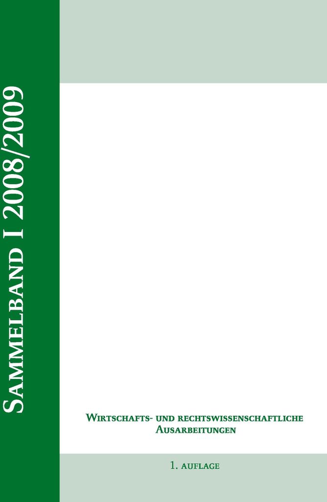 Wirtschaftswissenschaftliche Ausarbeitung, Sammelband I