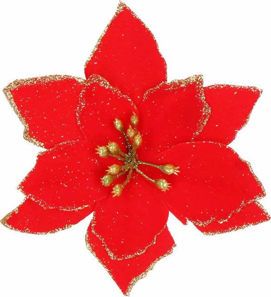 Vánoční hvězda s klipem 13x13 cm červená Obrázek produktu 