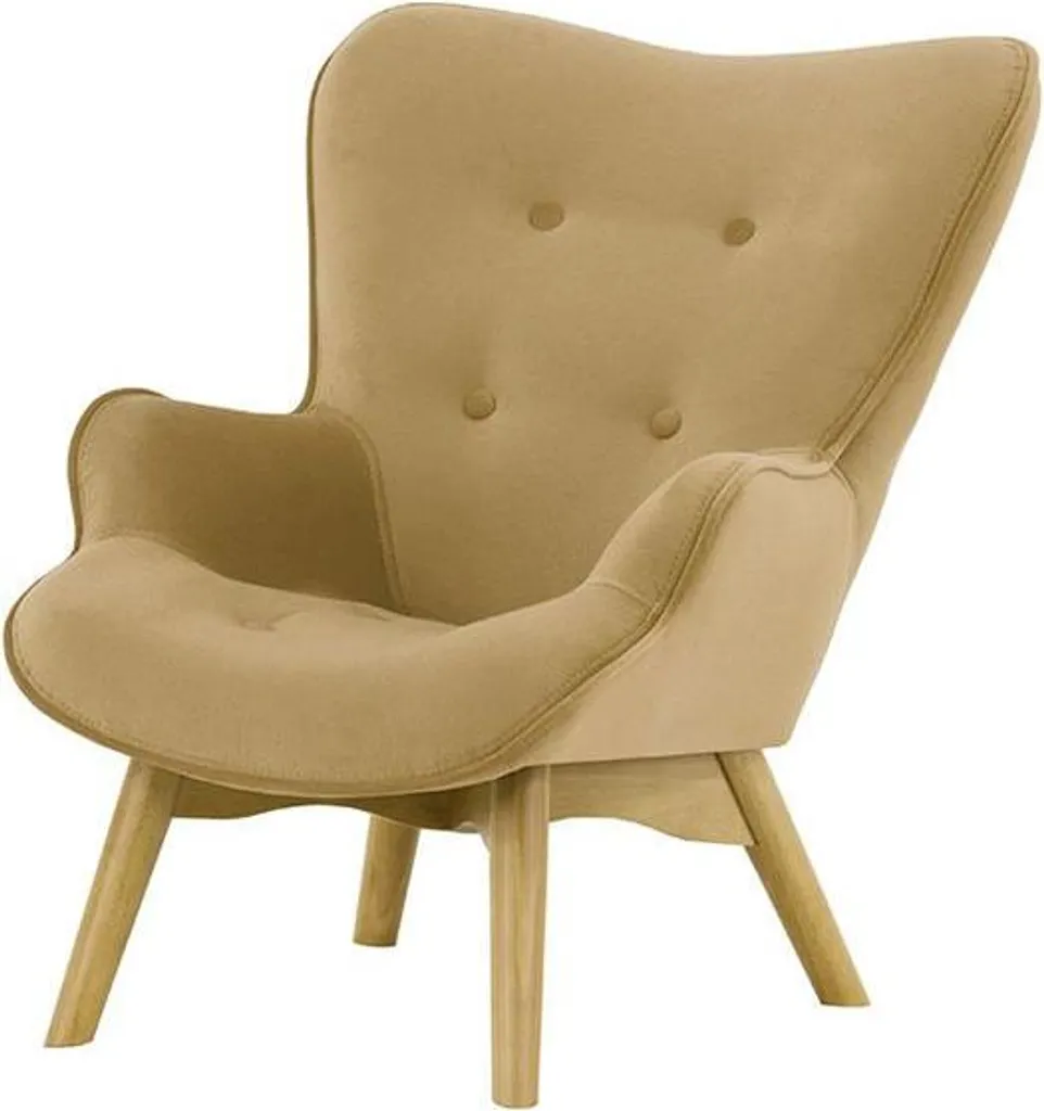 Fauteuil enfant bergère en velours Ducan Mini avec pieds chêne clair