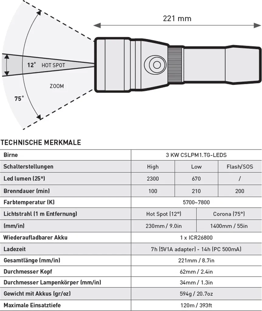 Lampe de Plongée Mares Eos 20lrz Idéale pour Exploration et Nuit Argent