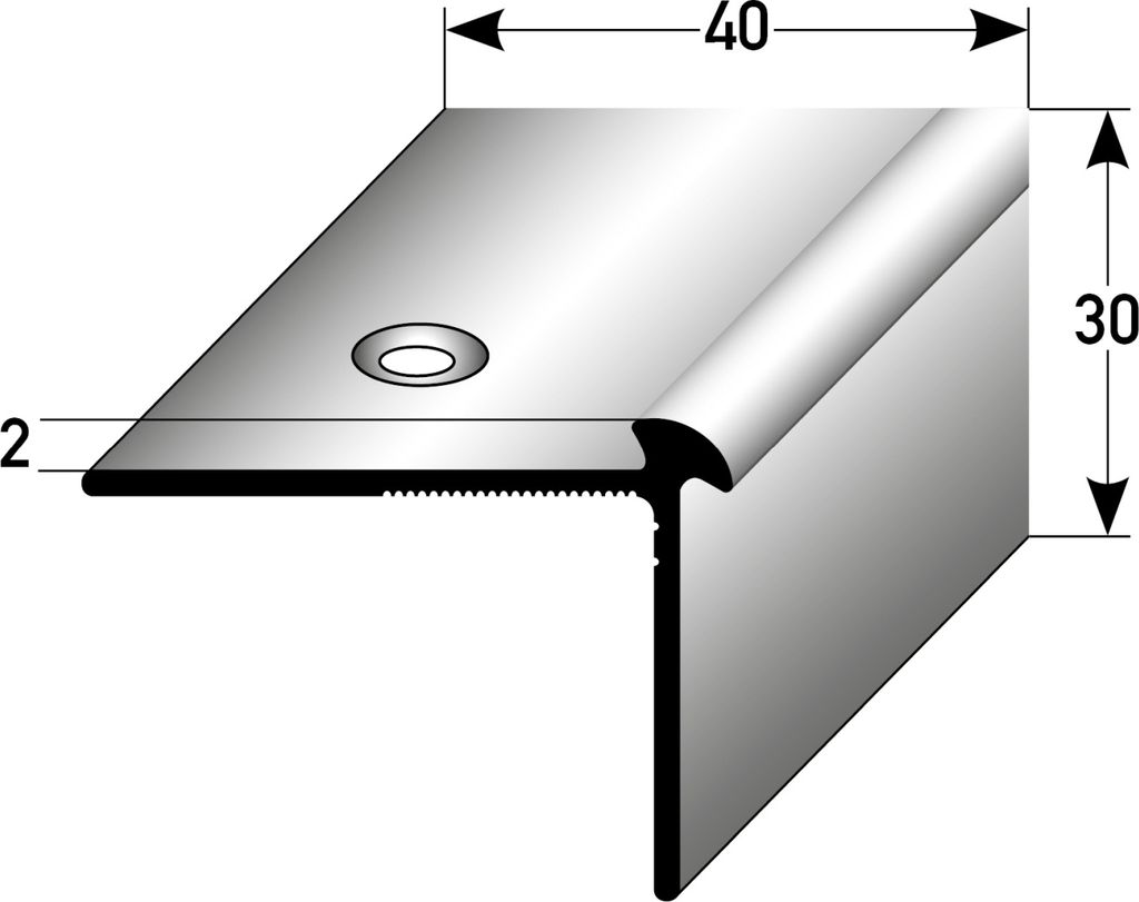 PROVISTON Treppenkante | 30 x 40 x 1000 mm | Treppenkantenprofil Treppenwinkel Winkelprofil Kombiwinkel Aluminium eloxiert Spezialemailliert Schwar...
