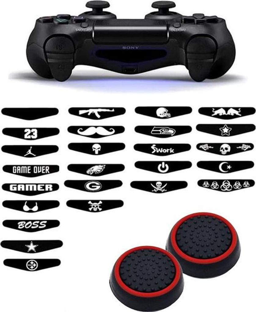 Thumbgrips - Thumb Grips + Stickers voor PS4, PlayStation 4 - Gaming Thumbgrips - Performance Thumbsticks - Anti-Slip Joystick Caps - Bescherming A...