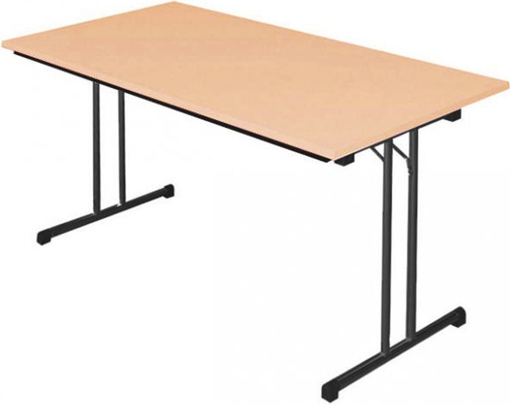 Klapptisch Besprechungstisch Schreibtisch 140x70cm RAL 9005 Schwarz/Buche-Nachbildung