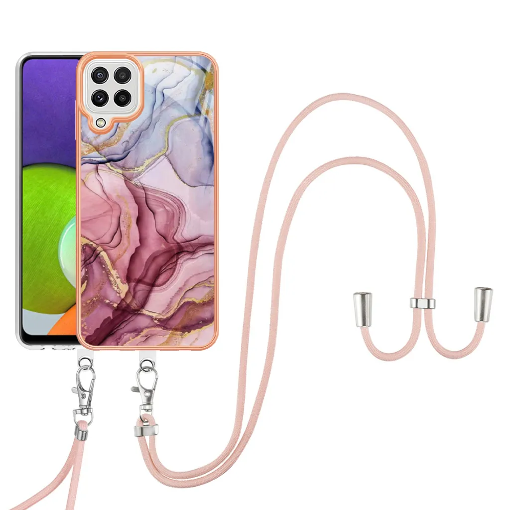 Cover Samsung A22 4G Oro Rosa con Cordino | Custodia TPU Antiurto