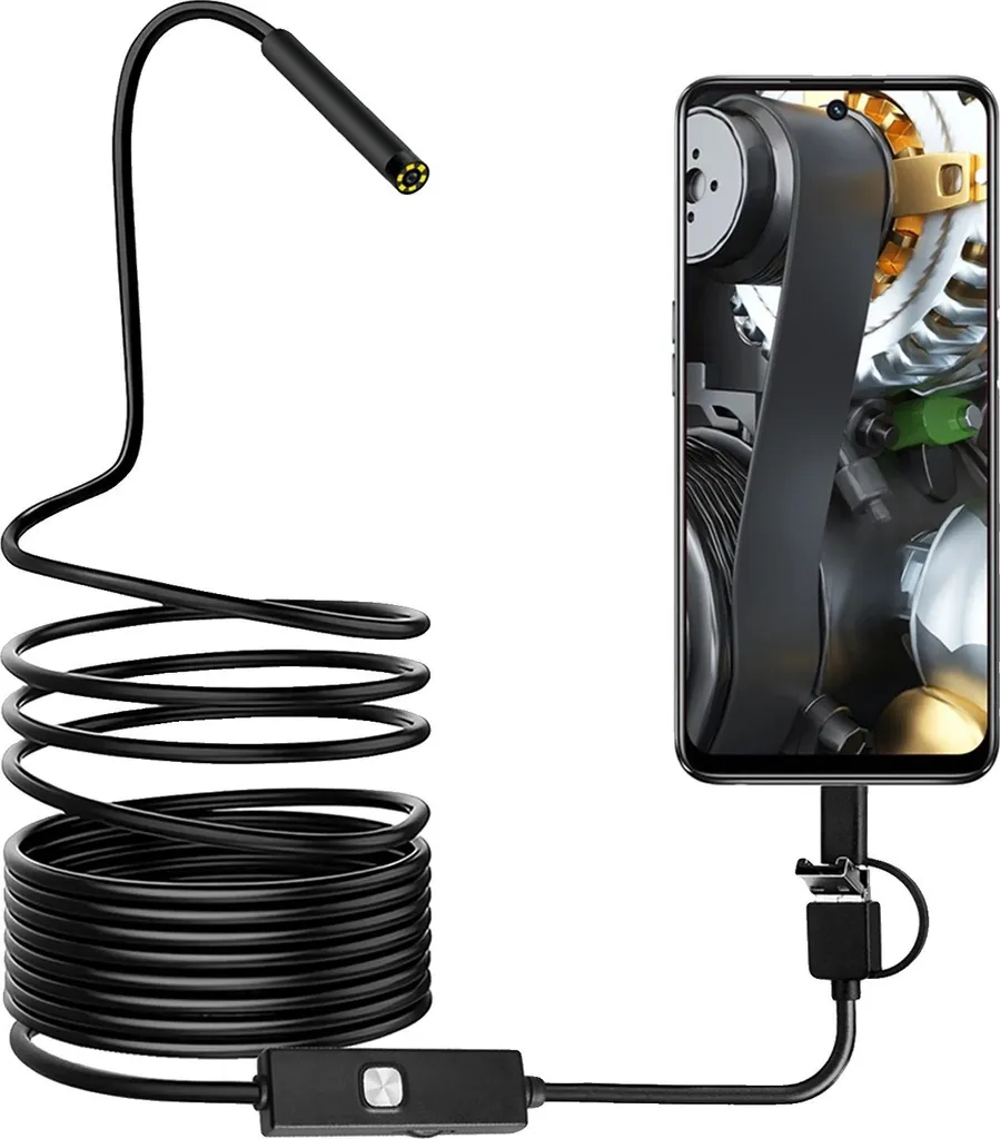 Caméra d'inspection pour plomberie et mécanique LED réglables noir 1m