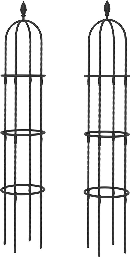 Garten Rankhilfe 2er Set 174 cm Obelisk Rankhilfe aus Stahl Abnehmbar Pflanzenstütze für Kletterpflanzen Rose