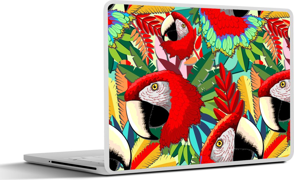 MuchoWow Laptop Aufkleber Sticker Cover Dschungel - Papagei - Vögel - Design 36.5x27.5 cm - Laptop-Sticker