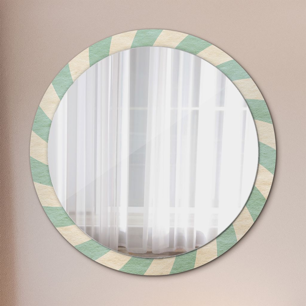 Wohnzimmer Spiegel - Badezimmerspiegel Wandspiegel zum Schlafzimmer – Schminkspiegel - Retro Pastell Muster - Rund: Ø100cm
