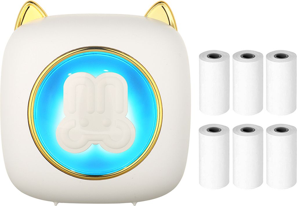 Mini Thermodrucker Bluetooth Fotodrucker, 203 DPI für Bilder, Etiketten, Quittungspapier, Sofortaufkleber mit 6 Rollen Thermopapier