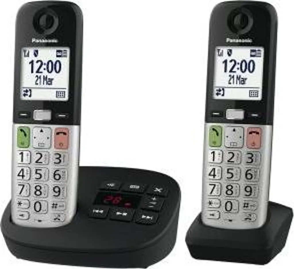 Téléphone DECT Panasonic KX-TGU432EXB Duo Écran Géant et Son Amplifié Noir