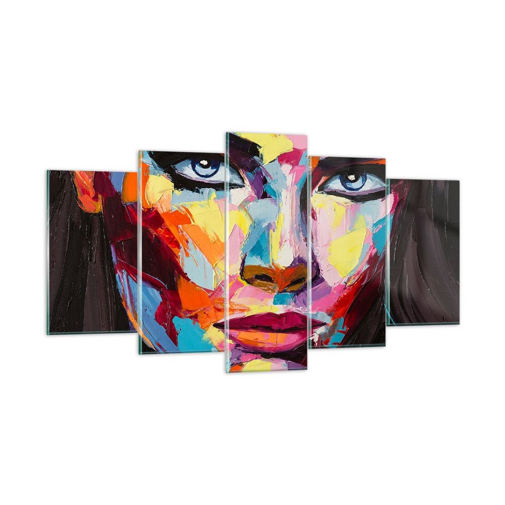 Bilder auf glas - Mädchen Gesicht - 160x85cm - Glasbilder - Wandbilder - Kunstdruck - zum Aufhängen bereit - Wanddekoration aus Glas - Glas Bilde...