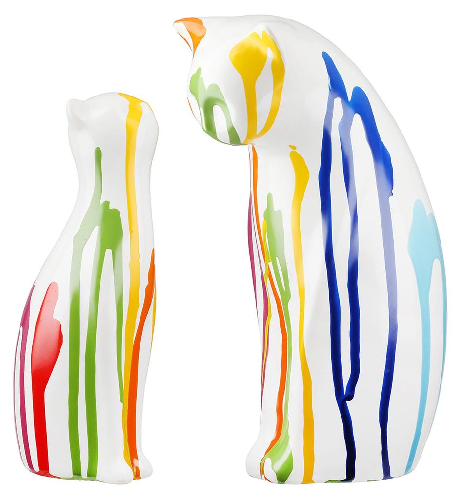 Juego de 2 piezas, figura de gato, "Colori", cerámica, Imagen del producto 