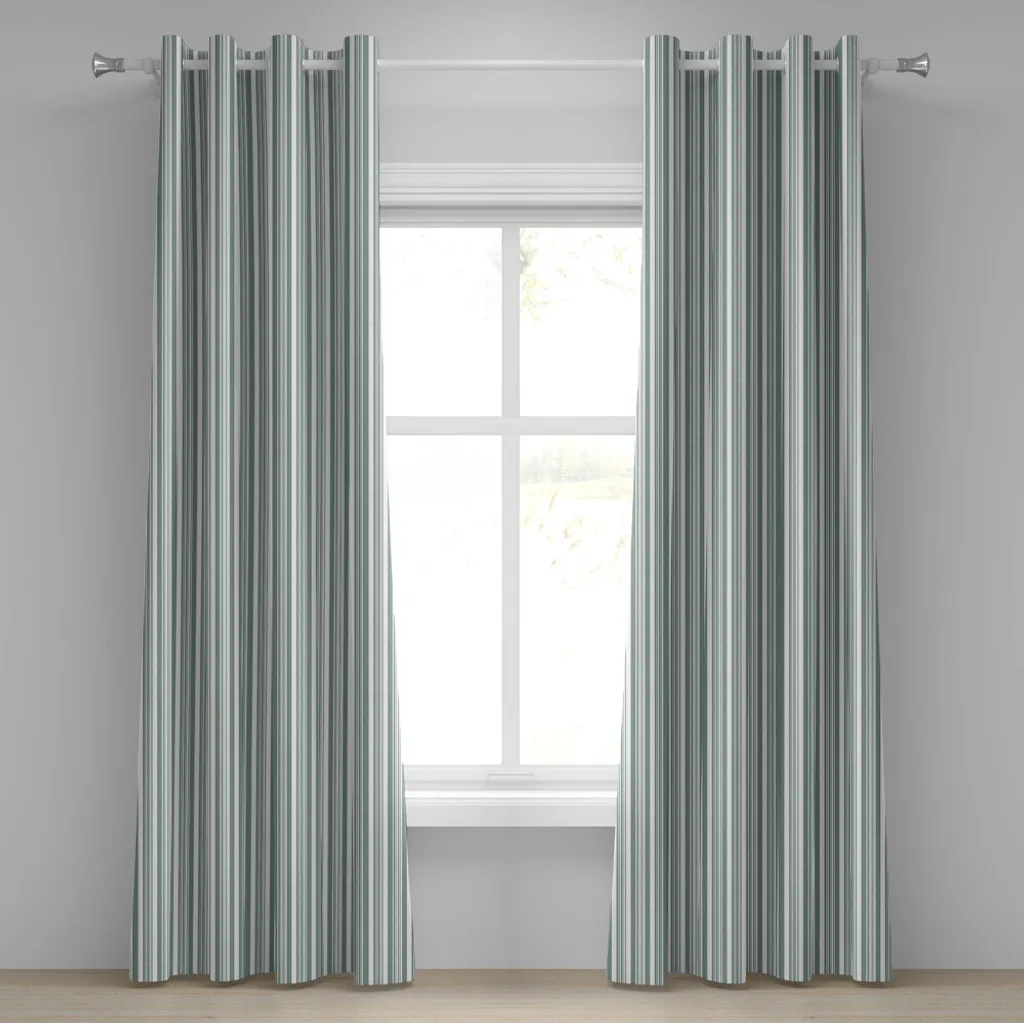 Rideau anti-regards à rayures 280x245 cm vert sauge pour votre intimité