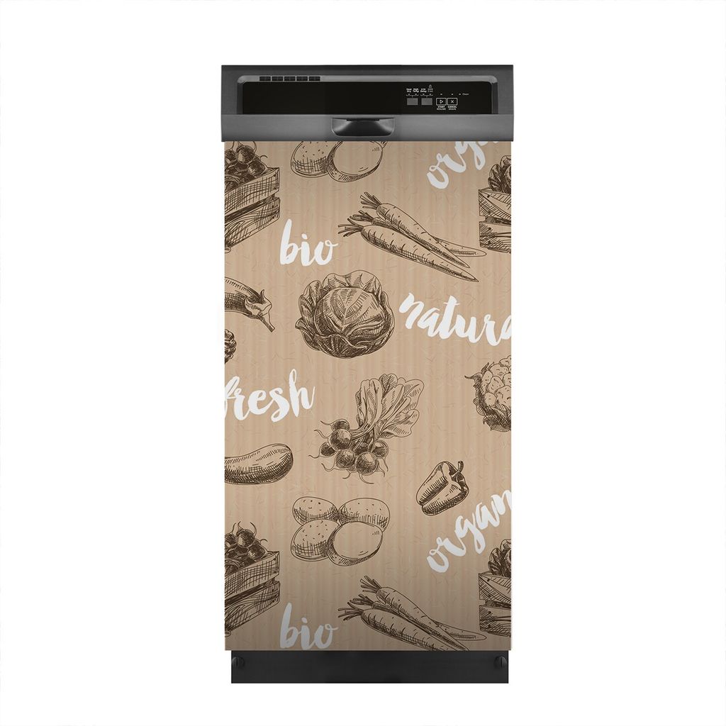 Magnete Dekorative 45x80 cm Küche Magnetmatte Spülmaschine - Gemüse retro Essen