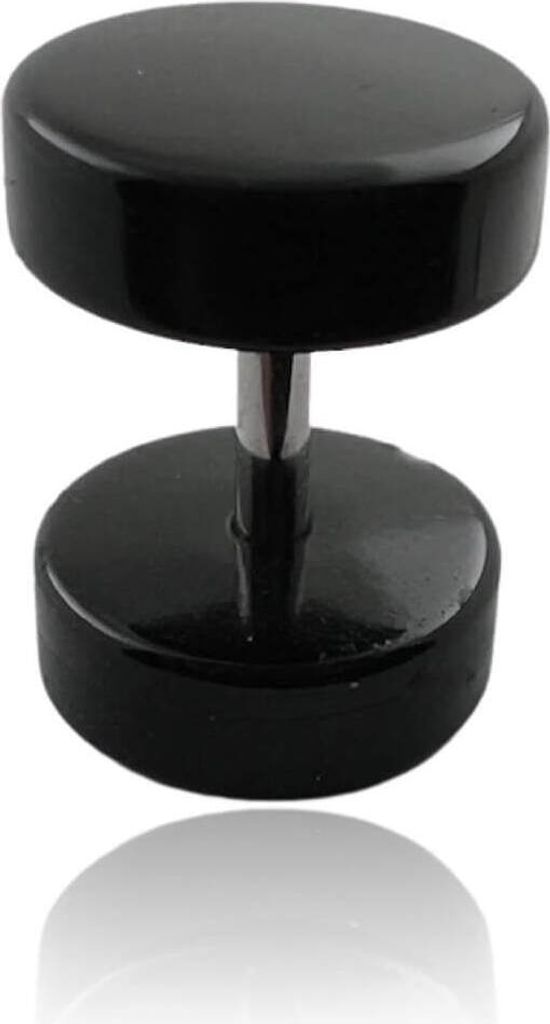 316L Chirurgenstahl Fake Plug Ohrstecker mit Acryl in schwarz Größe - 6 mm