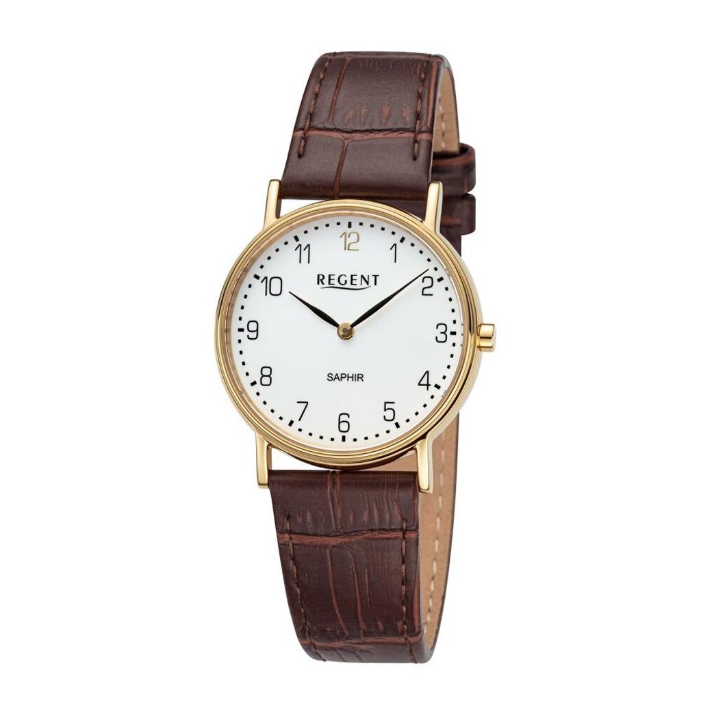 Regent Damen Uhr Lederarmband Leder Armbanduhr Analog braun URF1430