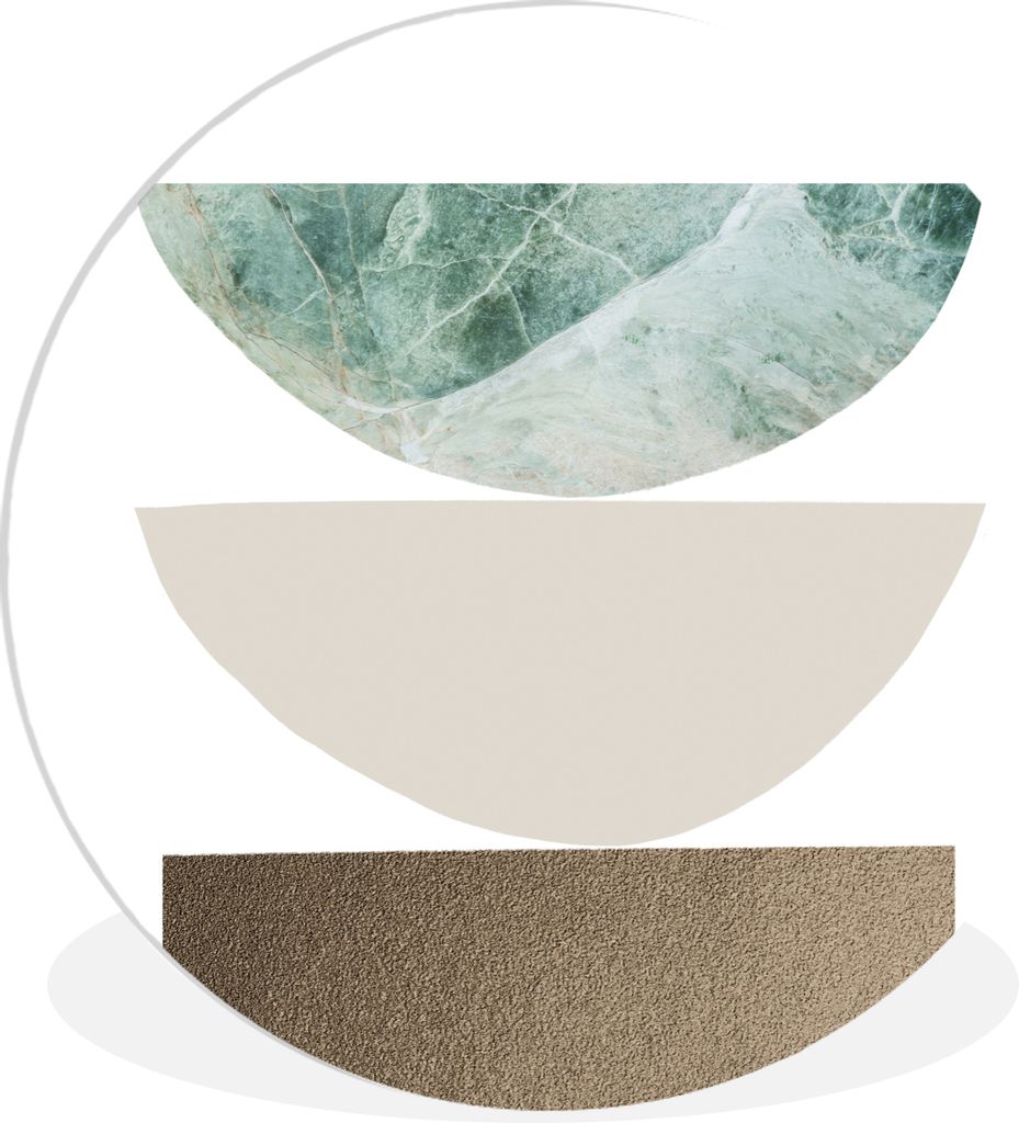 MuchoWow Rundes Wandbild - Runde Bilder Geometrische Formen - Minimalismus - Pastell Ø 60 cm Kreis Wanddekoration Kunststoff - Wandkreis - Wands...