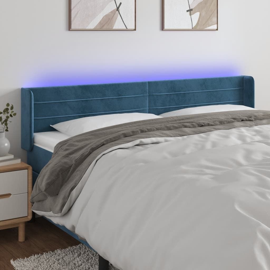 Maison Exclusive - LED Kopfteil Dunkelblau 163x16x78/88 cm Samt