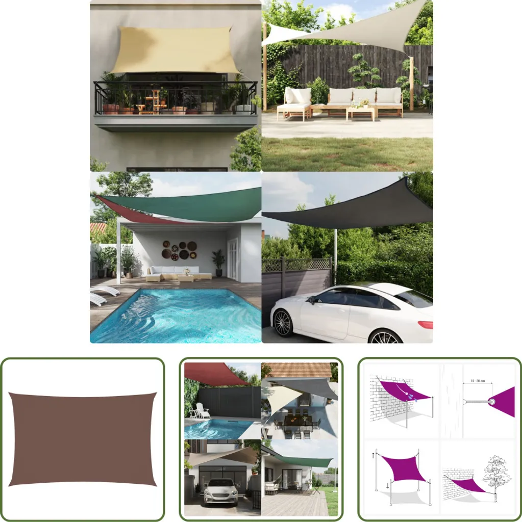The Living Store Tenda da sole in tessuto Oxford rettangolare 2x5 m Marrone