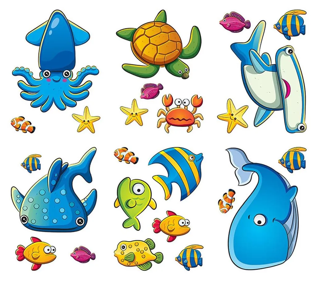 Autocollants antidérapants baignoire stop chutes enfant thème mer x24