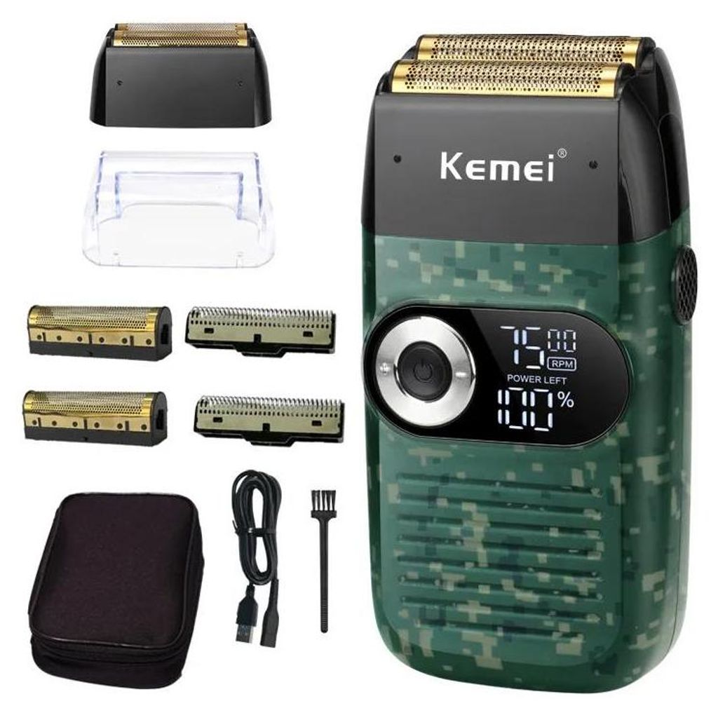 Elektrischer Rasierer für Herren - KM-2027D1 - Wiederaufladbar - USB-C - Doppelklinge - Integrierter Trimmer - Betriebszeit 45 Min - Ladezeit 2 St...