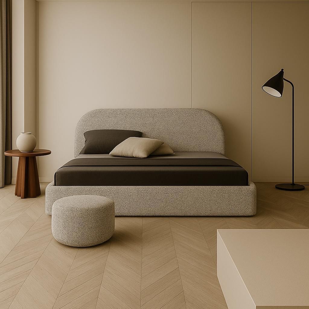 GUTTO Polsterbett nach Maß MOON Melange-Farbe 120x200 Metall-Lattenrost Hochwertig Bett mit Bettkasten und Stauraum