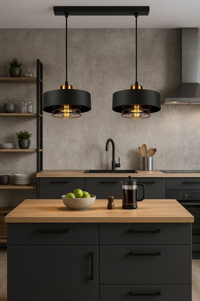 LUXOLAR -  Pendelleuchte 2 flammig Schwarz Kupfer E27 60 W Produktbild 