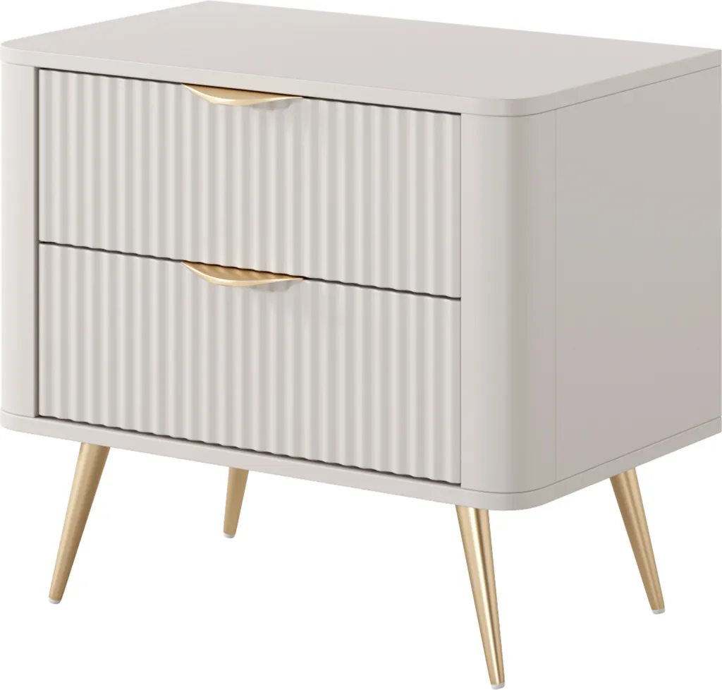 Table de nuit pour lit double avec tiroirs coloris cachemire