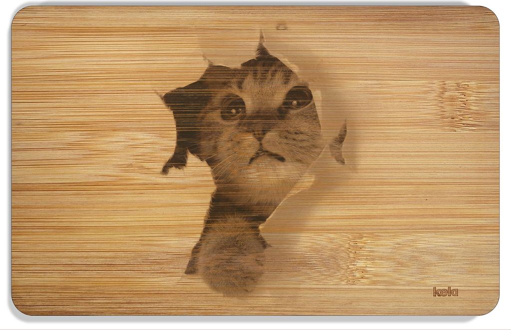 Wallario Frühstücksbrettchen aus Holz 22 x 14 cm, Motiv Katze mit Blick nach oben