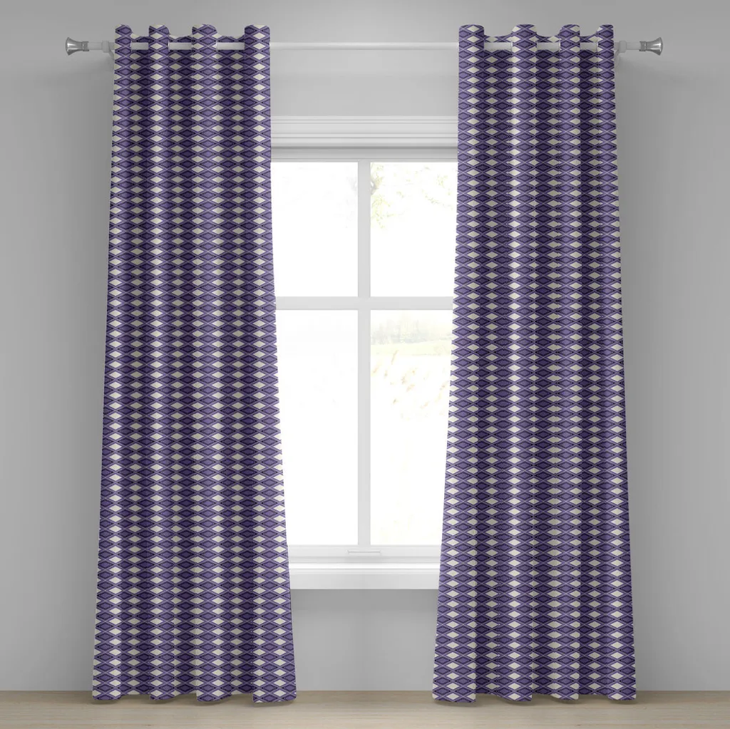 Paire de rideaux décoratifs ABAKUHAUS à motifs losanges violets 280 cm