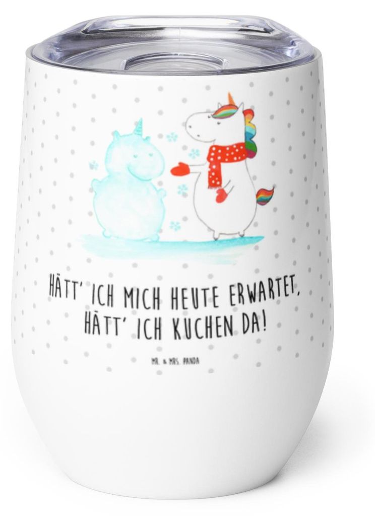 Mr. & Mrs. Panda thermosbecher Einhorn Schneemann - Weiß - Geschenk, Edelstahlbecher, Winter, glühweinbecher, kalt, Kuchen, Schnee, Thermo Becher...