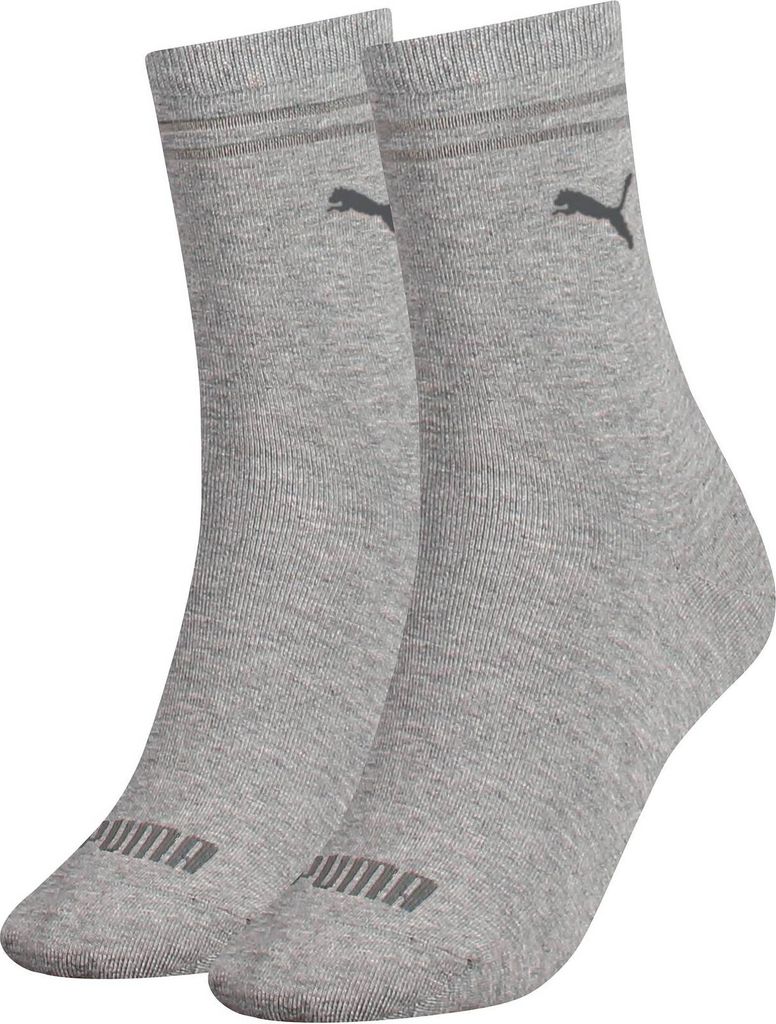 PUMA Damen Socken, 2er Pack - Classic Socks, Komfort-Bund, Logo, einfarbig Grau 39-42