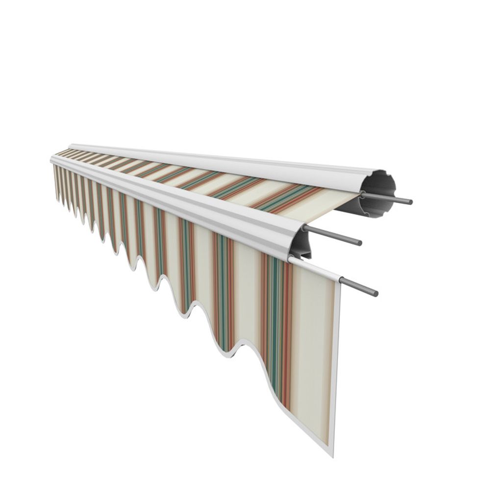 Leudus Markisenstoff mit Volant für 4,5x3m Markisen Markisenersatzstoff Markisentuch Sonnenschutz fertig genäht (4,38x3m SPD041)