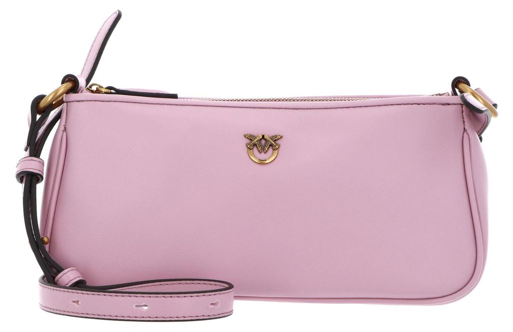 PINKO Umhängetasche Half Moon Horizontal Mini Vite Light Pink + Antique Gold rosa