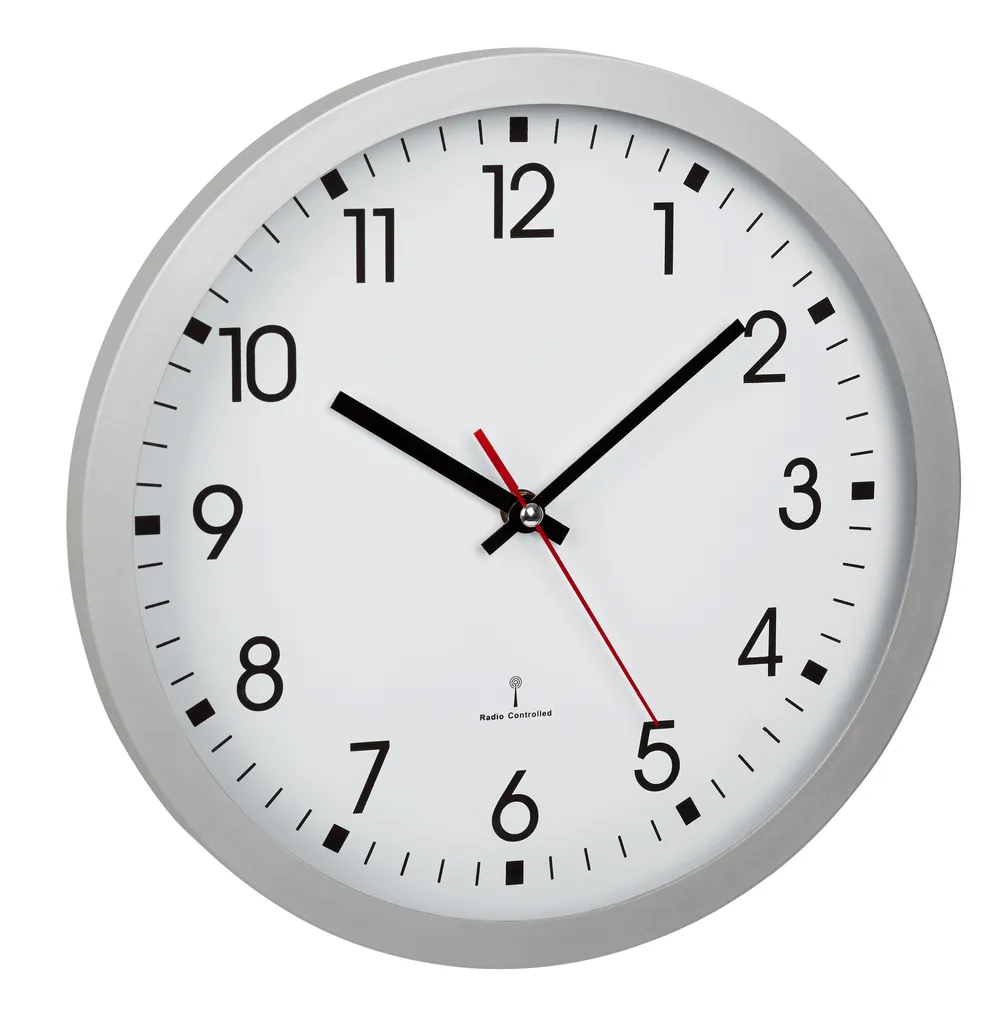 Horloge de bureau silencieuse TFA 60.3522.02 argentée pour salon et pro