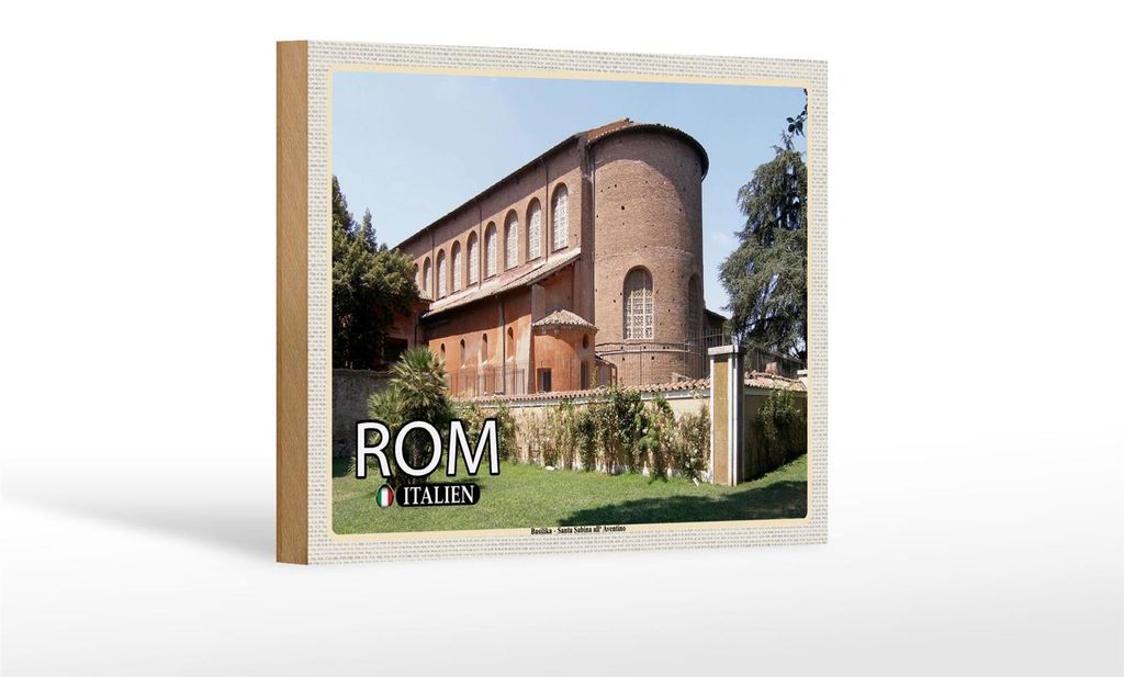 Holzschild Reise Rom Santa Sabina All ́Aventino 18x12 cm Dekoration