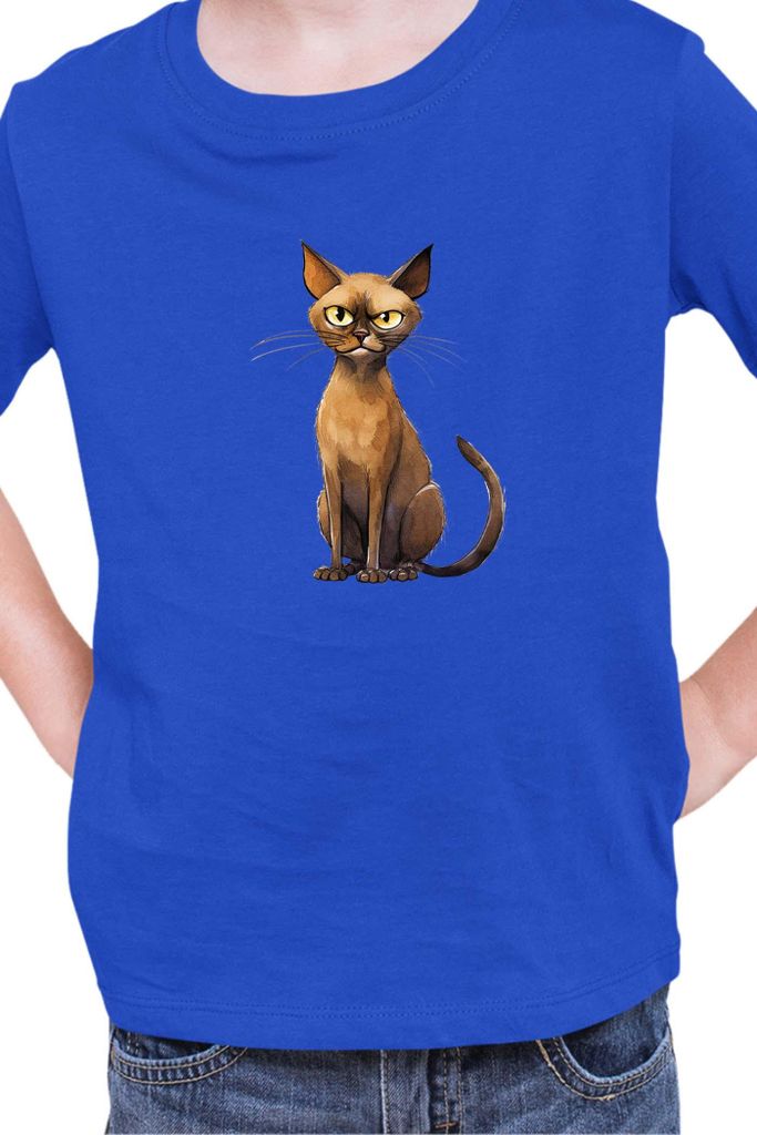 Kinder T-Shirt Funny Cats Breeds Burmese Cat 019, 3-4 Jahr - 104 / Blau