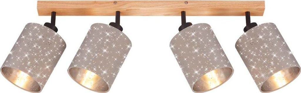 Deckenleuchte Spotleuchte 4xE27 25 W taupe Metall-Holz-Stoff Briloner