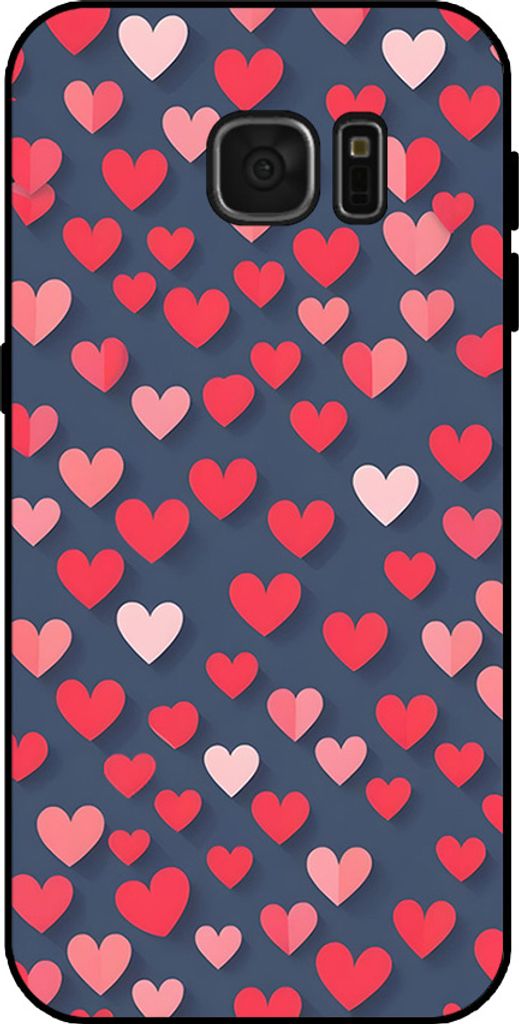Smartphonica Handyhülle Geeignet für Samsung Galaxy S7 mit rosa und rotem Herzdruck - TPU Backcover Case mit Rosa und rotes Herz Design