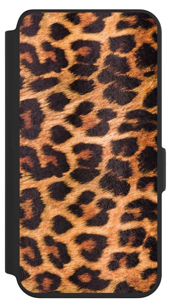 NIVOCASE Klapphülle für Samsung Galaxy S24 Handyhülle aus Kunst Leder NIVOflip schwarz Animalprint Fell Leopard