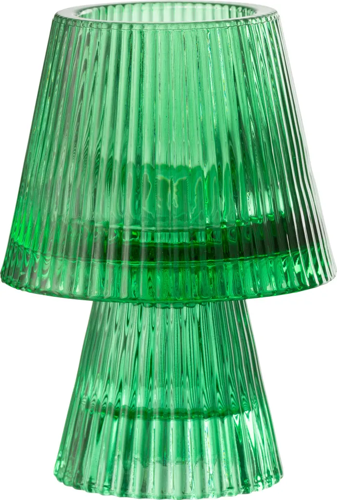 Bougeoir Vert Chapeau J-Line en Verre Teinté : Style et Élégance 15cm