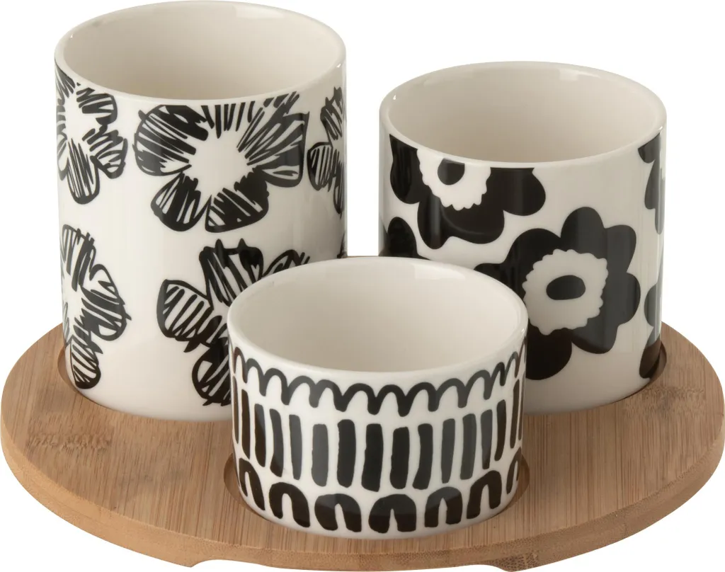 Set apéritif céramique noir et blanc J-Line petit format ultra résistant