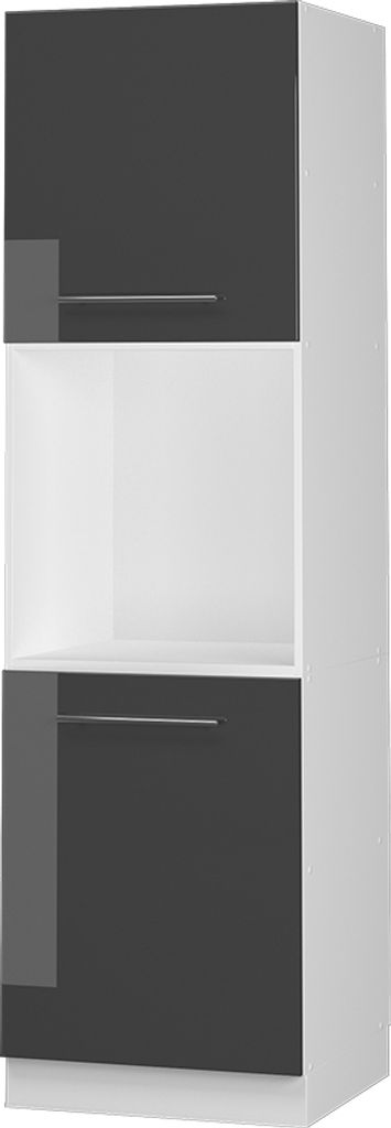 Herdumbauschrank Vicco Fame-Line Anthrazit Hochglanz 60 cm mit offenem Regal, Model 38510