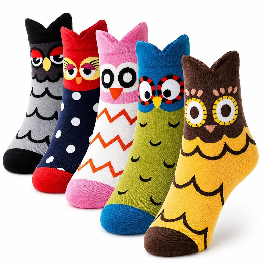 Damen Eulensocken 5er Set – Lustige bunte Socken Produktbild 