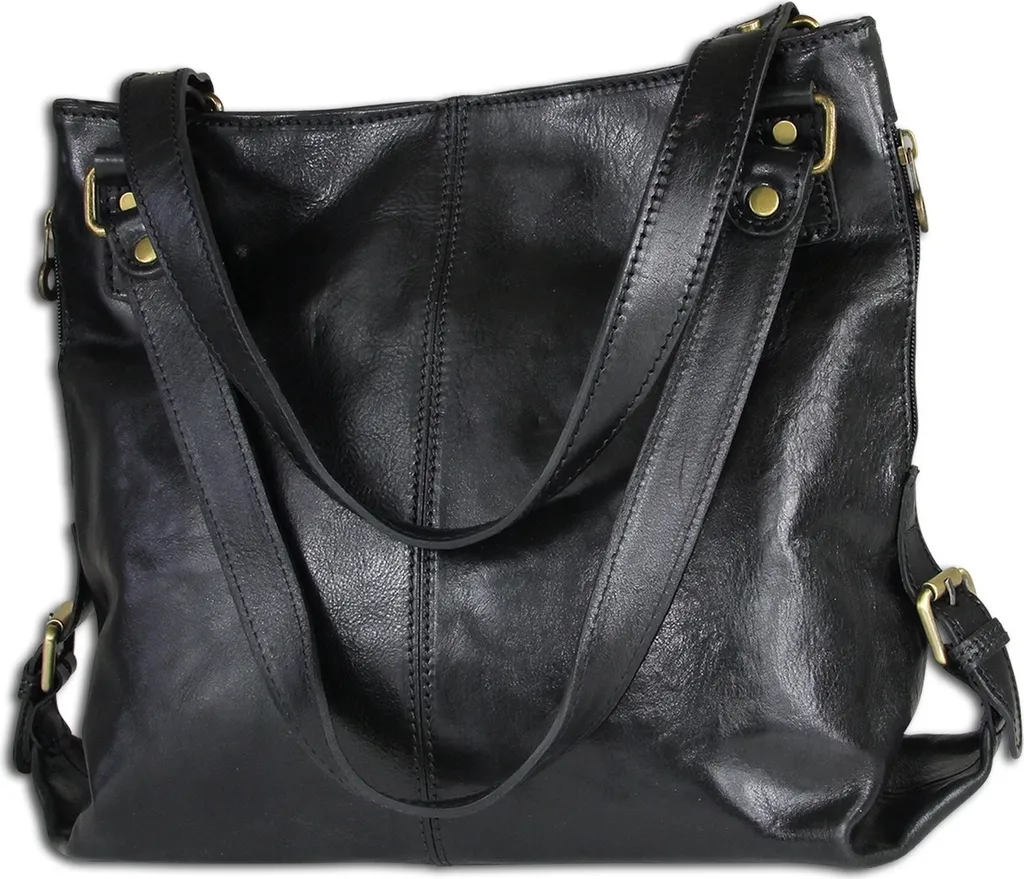 Sac à main cuir noir pour le travail et la ville, modèle shopper chic