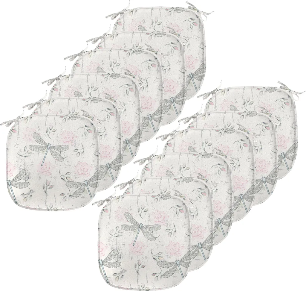 Set 12 Cuscini Sedia Cucina ABAKUHAUS Libelle Vintage 40x40 Rosa Grigio